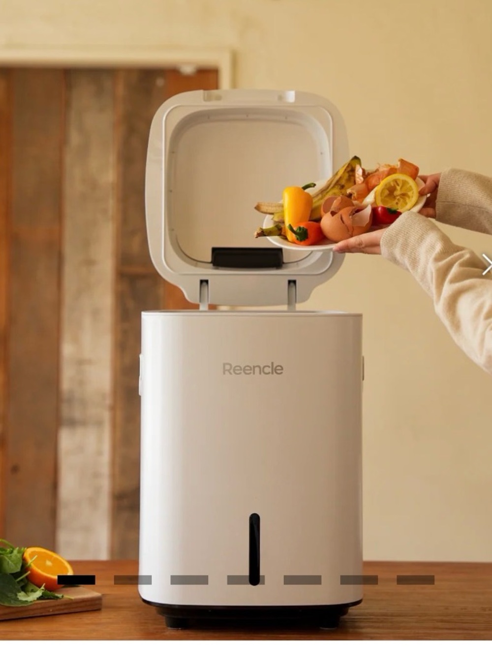 White Kitchen Compost Bin - Hands-Free Food Waste Container
